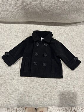 Starting Out Black Double-Breasted Pea Coat for Kids